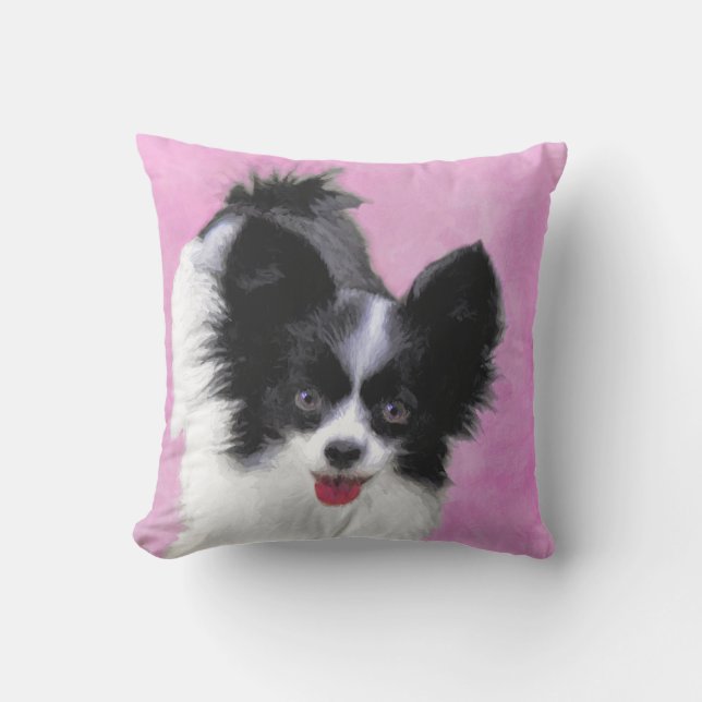 Coussin Papillon (Blanc et Noir) Peinture - Art Canin (Recto)