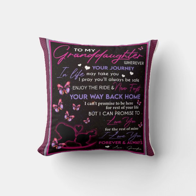 Coussin Papillon Blanket Personnalisé À Ma Petite-Fille (Recto)