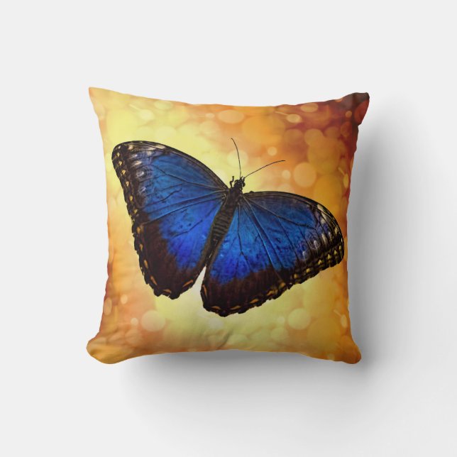Coussin Papillon bleu de Morpho (Recto)