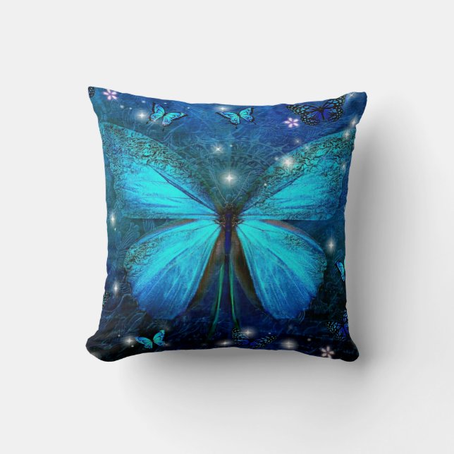 Coussin Papillon bleu élégant (Recto)