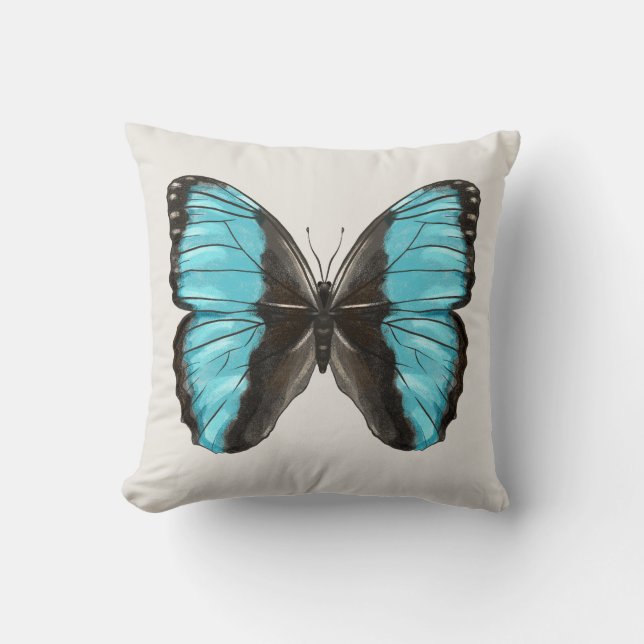 Coussin Papillon bleu Insect Art Amour de la nature (Recto)