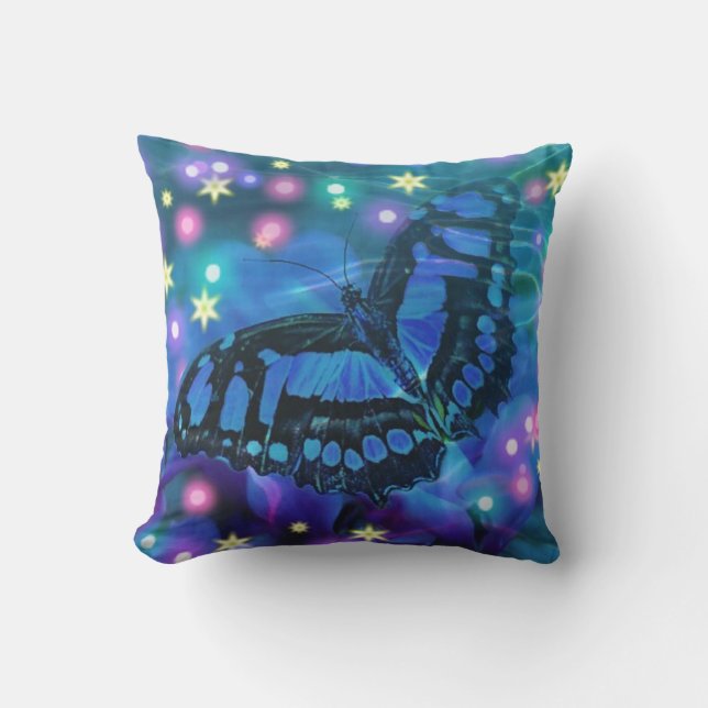 Coussin Papillon bleu magique (Recto)