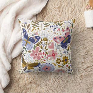 Coussin Papillon bohème motif fleur coloré