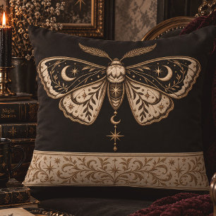 Coussin Papillon Céleste Botanique Noir et Or
