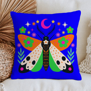Coussin Papillon céleste sur insecte floral maximaliste bl