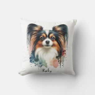 Coussin Papillon Chien Mignon Art Aquarelle 