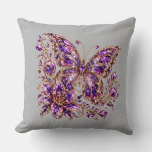 Coussin Papillon cristal pourpre de luxe