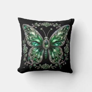 Coussin Papillon Cristal Vert   Cadre Floral
