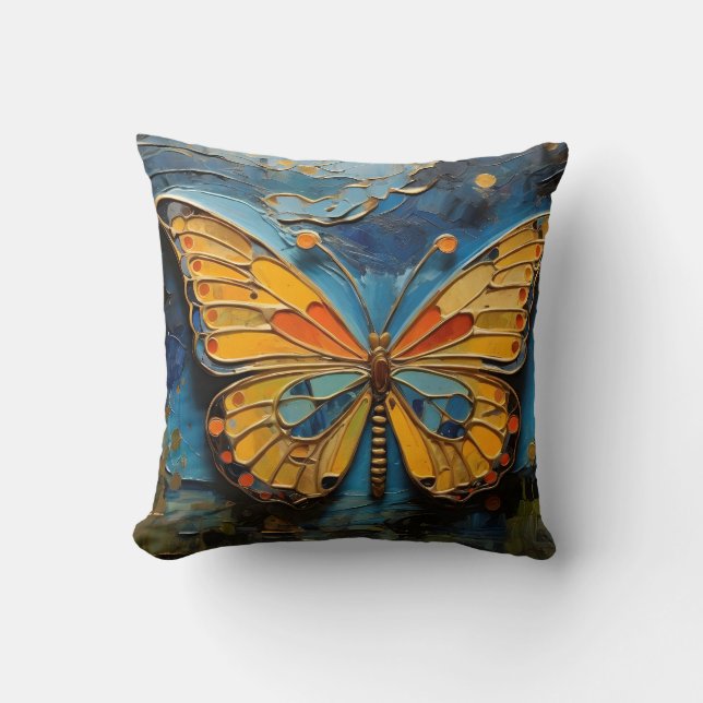 Coussin Papillon Dans La Peinture Ciel De Nuit #2 (Recto)