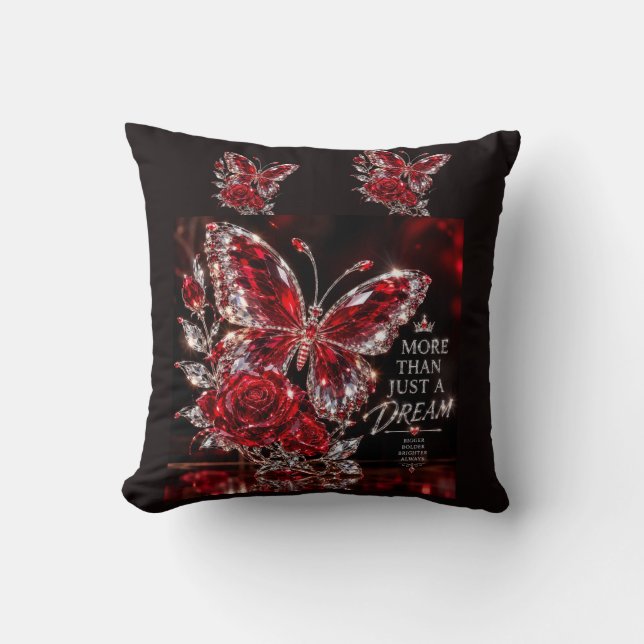 Coussin Papillon de cristal de rubis et rose (Recto)