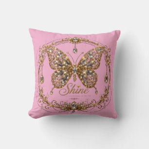 Coussin Papillon de cristal doré Brille Art de joaillerie
