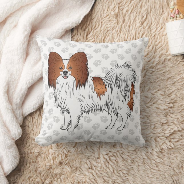 Coussin Papillon de dessin animé rouge et blanc avec des p (Couverture)