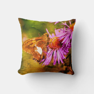 Coussin Papillon de la dame peint Fleur d'aster sauvage Ab