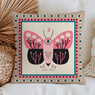 Coussin Papillon de nuit Evil Eye Élégant Insecte Mystique