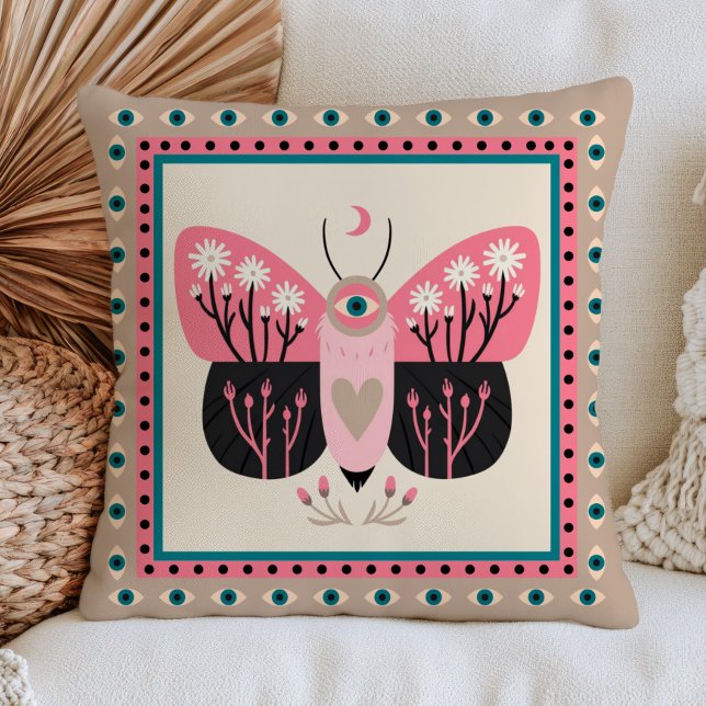 Coussin Papillon de nuit Evil Eye Élégant Insecte Mystique (Créateur téléchargé)