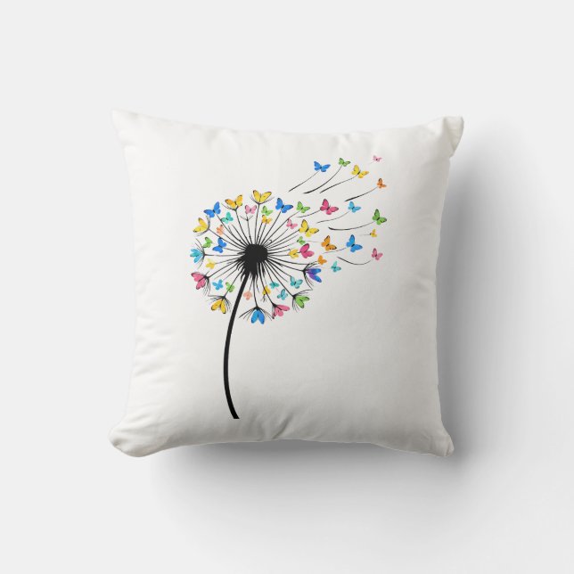 Coussin Papillon de pissenlit en vol (Recto)