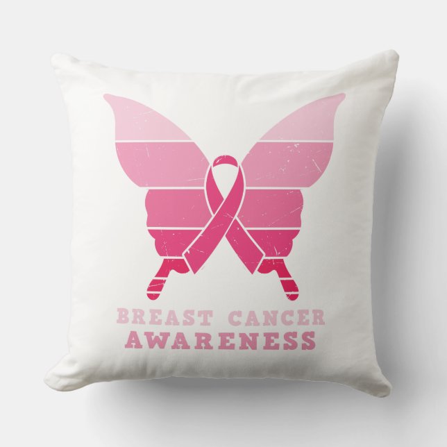 Coussin Papillon de sensibilisation au cancer du sein - Ru (Recto)