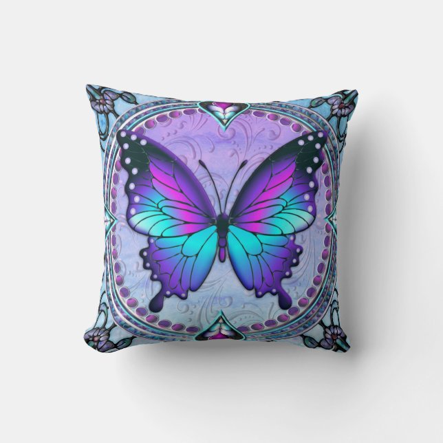 Coussin Papillon de sublimation avec Arrière - plan (Recto)