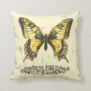 Coussin Papillon décoratif avec Fleur sauvage