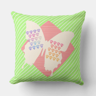Coussin Papillon diagonal blanc de chaux