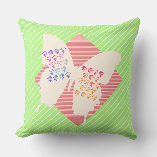 Coussin Papillon diagonal blanc de chaux (Recto)