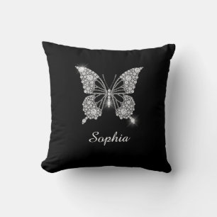 Coussin Papillon Diamant Blanc, Nom en écriture manuscrite