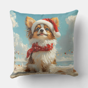 Coussin Papillon Dog Christmas Plage Vintage