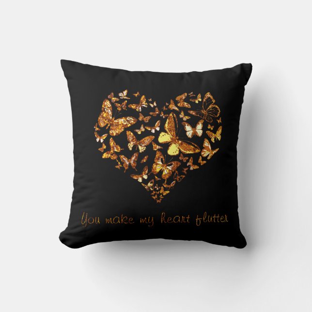 Coussin Papillon doré cœur (Recto)