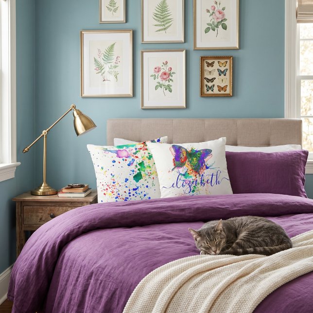 Coussin Papillon éclaboussé personnalisé   (Créateur téléchargé)