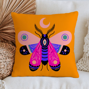 Coussin Papillon Élégant avec Croissant de Lune Jaune Vibr