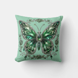Coussin Papillon en cristal vert   Cadre floral