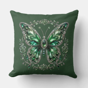 Coussin Papillon en cristal vert   Cadre floral