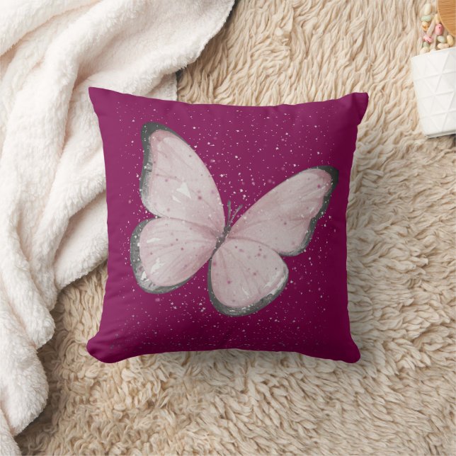 Coussin papillon en paillettes roses (Couverture)
