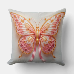 Coussin Papillon en papier quillé avec détails roses et do