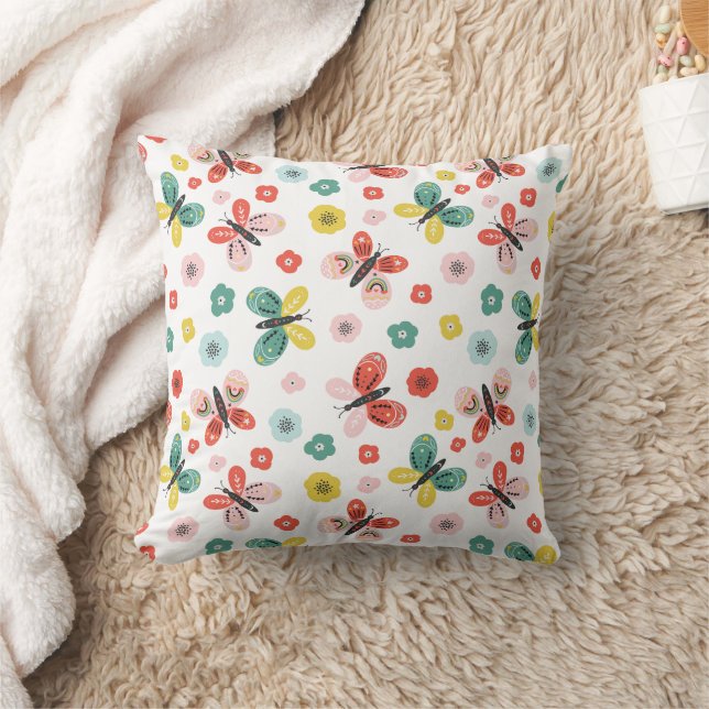 Coussin Papillon et motif floral  (Couverture)
