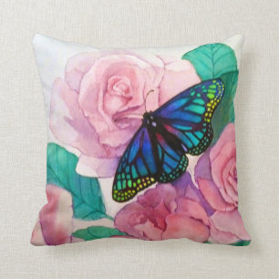 Coussin Papillon et Roses