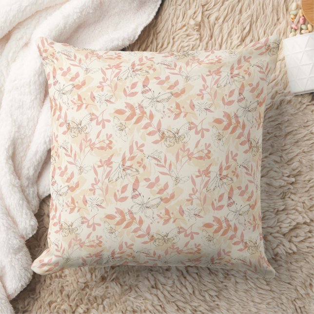 Coussin Papillon Éthéré & Motif de Feuille Botanique (Couverture)