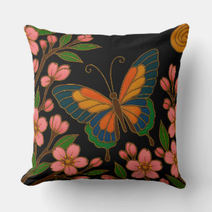 Coussin Papillon Fleur de Cerisier Lune