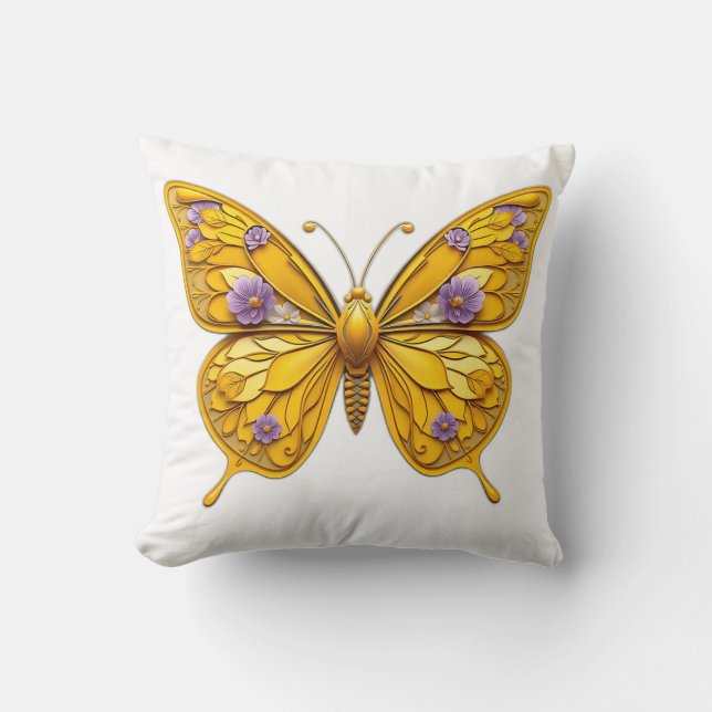 Coussin Papillon floral Art déco (Recto)