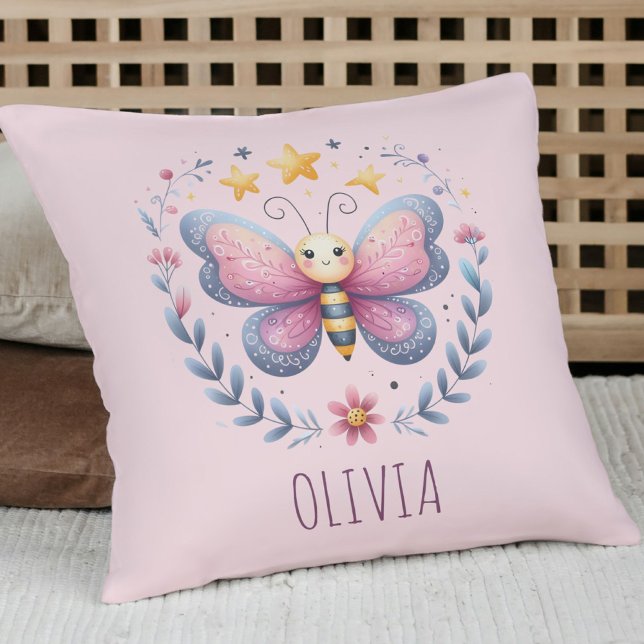 Coussin Papillon floral esthétique mignon  (Créateur téléchargé)