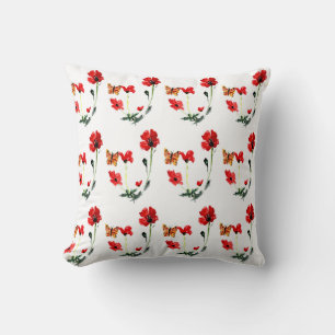 Coussin Papillon floral Papillon rouge