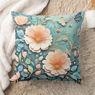 Coussin Papillon floral Pastel Art