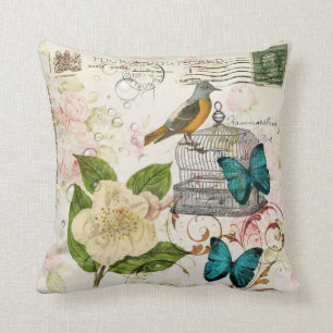 Coussin papillon français d'oiseau de camélia minable