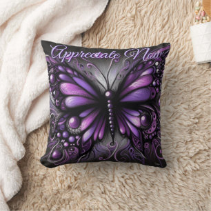 Coussin Papillon gothique fantaisiste violet personnalisé