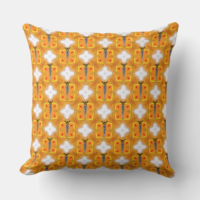 Coussin Papillon gris orangé clair  (Recto)