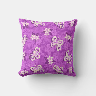 Coussin Papillon Honolua Plumeria et Hibiscus hawaïen