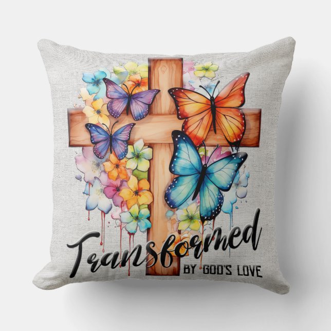 Coussin Papillon inspiré/Croix florale (Recto)