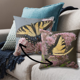 Coussin Papillon jaune et rose Fleur nature Photo