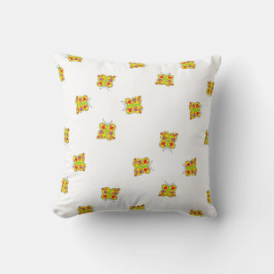 Coussin Papillon jaune mignon Aquarelle enfants chambre pé
