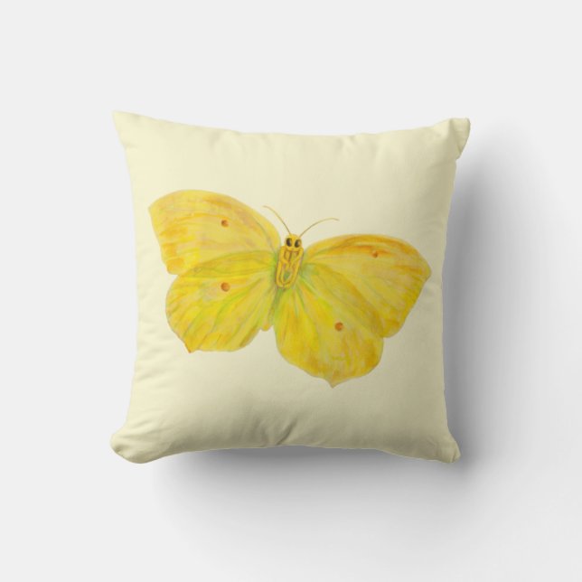 Coussin Papillon jaune Volant de pierre de taille commune (Recto)